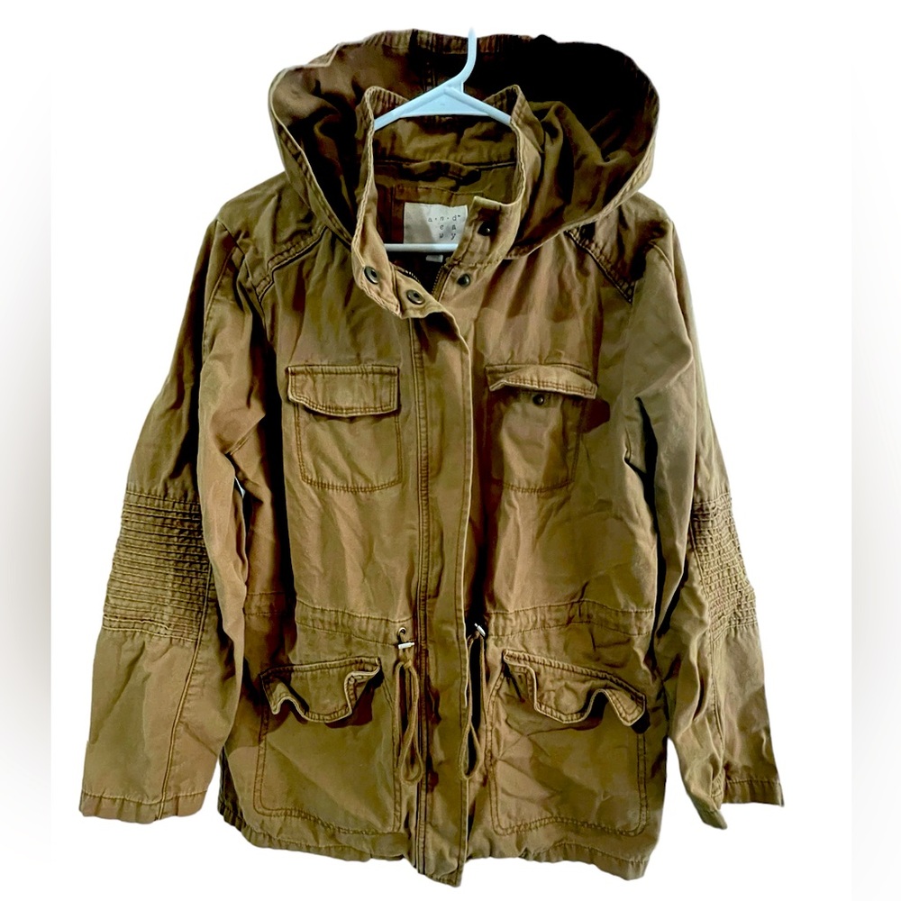 Brown Canvas hooded jacket
